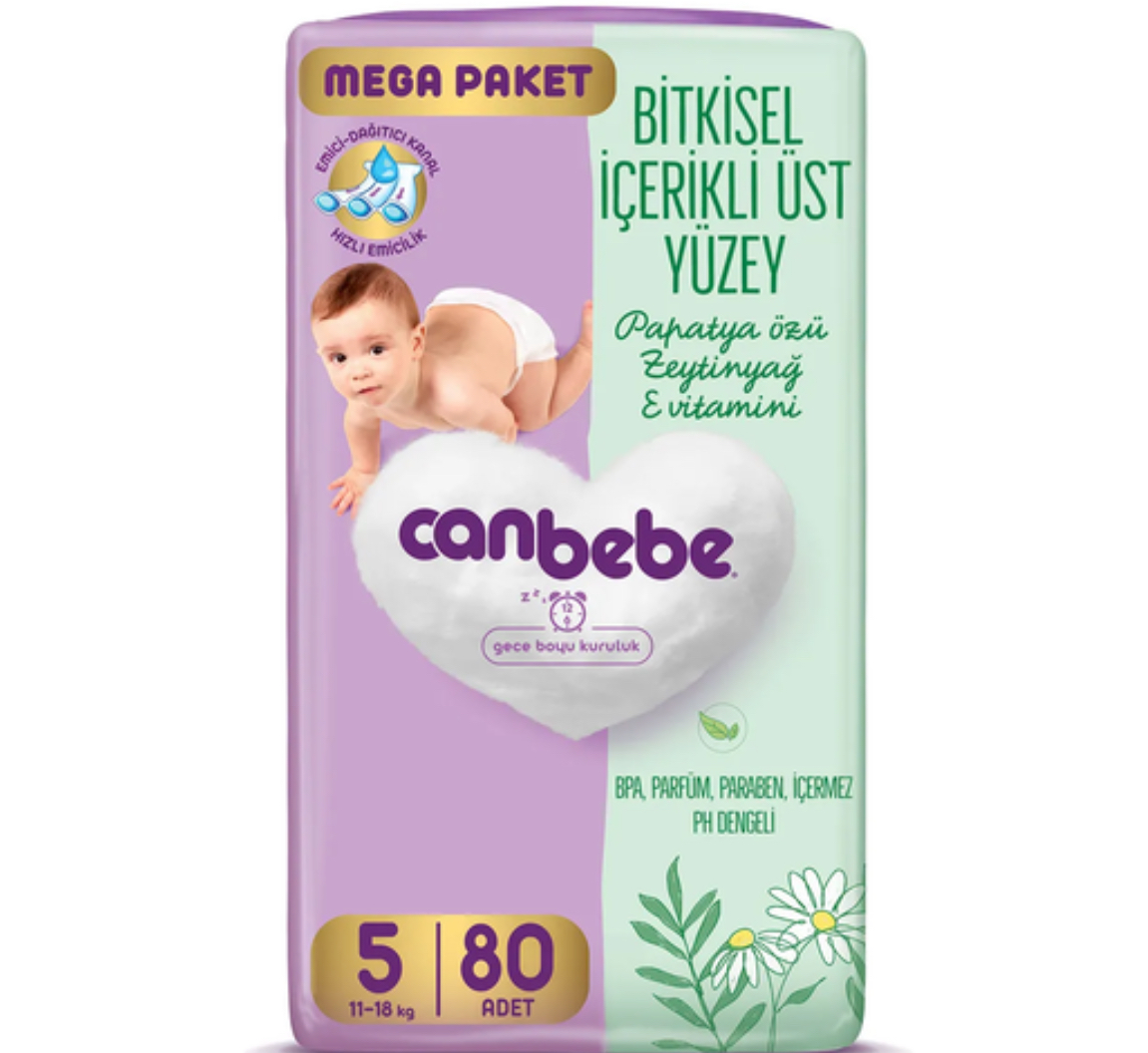 پوشک جان به به (Canbebe) سایز 5 بسته 80 عددی