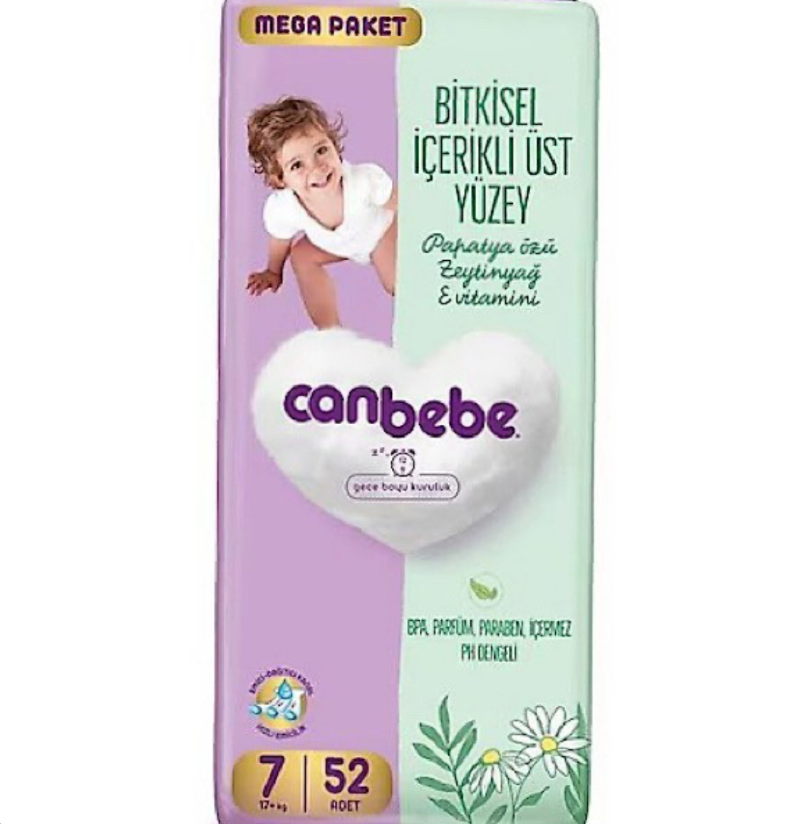پوشک جان به به (Canbebe) سایز 7 بسته 52 عددی